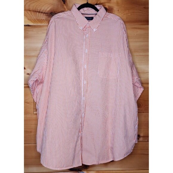 Roundtree & Yorke Other - Roundtree & Yorke Shirt Mens 3XL Orange Striped Long Sleeve Button Front Cotton
